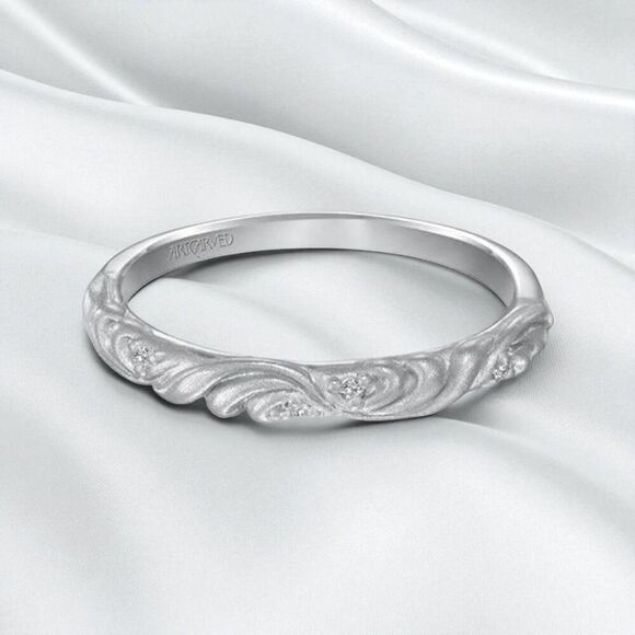 14K White Gold- 1CT Diamond Ring Set -$5375 Floral "Gossimer" by Artcarved -6.4g - Picture 6 of 15